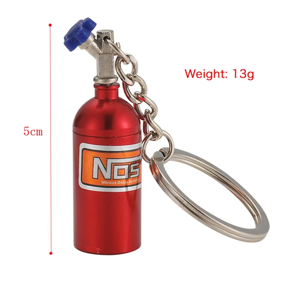 Hot Sale Creative Mini Nos Nitrogen Bottle Keychain 7 Colors Pill Box Storage Key Ring Car Handbag Phone Case Pendent Gifts