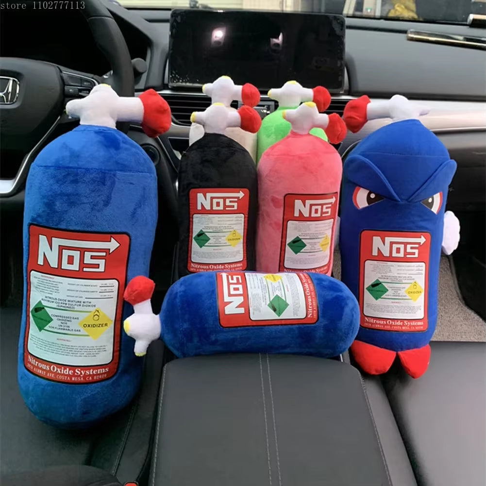 NOS Nitrous Oxide Bottle Plush Toys Pillow Stuffed Soft Turbo Cushion Gifts Car Decor Headrest Backrest Seat Neck