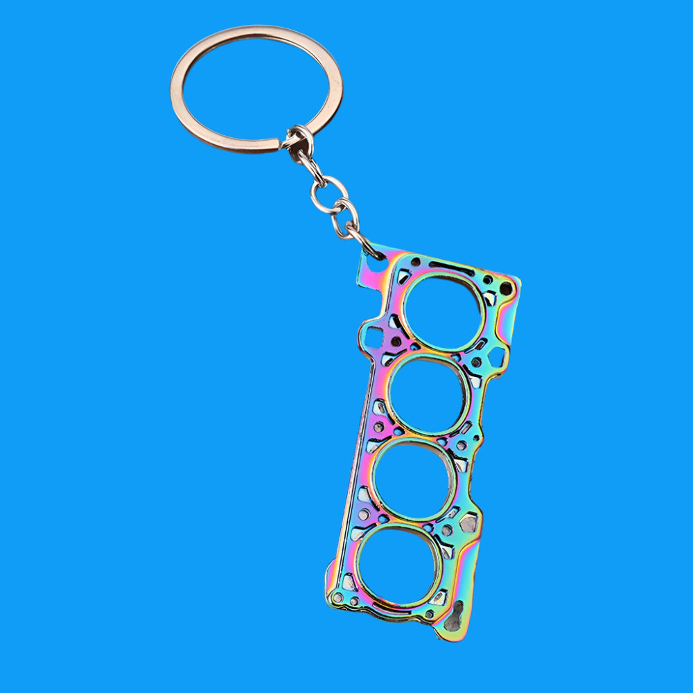 Creative Cylinder Engine Gasket Steering Wheel Keychain Piston Turbine Auto Parts Keyring for Car Bag Phone Pendant Accessories