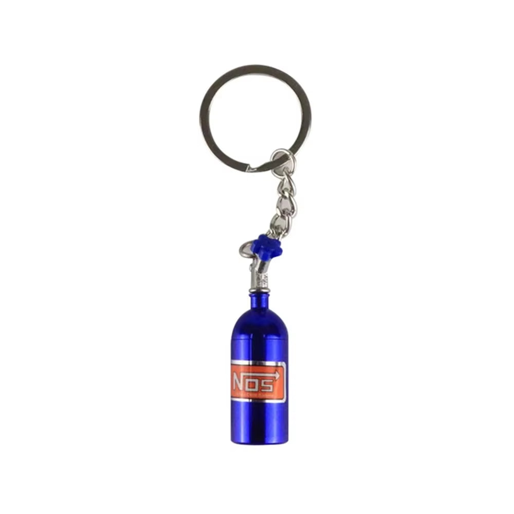 Hot Sale Creative Mini Nos Nitrogen Bottle Keychain 7 Colors Pill Box Storage Key Ring Car Handbag Phone Case Pendent Gifts