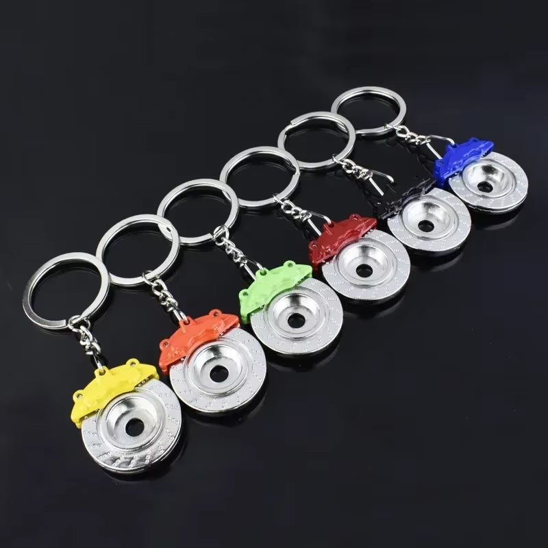 Cute Metal Auto Parts Disc Brake Keychain Hub Calipers Key Ring for Car Pendant Key Chain for Men Gift Trinkets S142