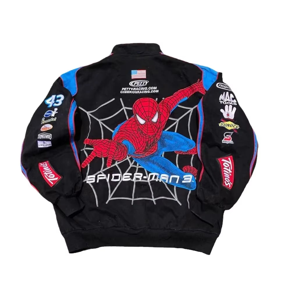 2023 Autumn/Winter New Cross-Border Jacket Amazon Sports Spider Printing Casual Long Sleeve Motorcycle Style Jacket