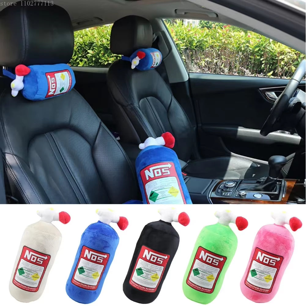 NOS Nitrous Oxide Bottle Plush Toys Pillow Stuffed Soft Turbo Cushion Gifts Car Decor Headrest Backrest Seat Neck