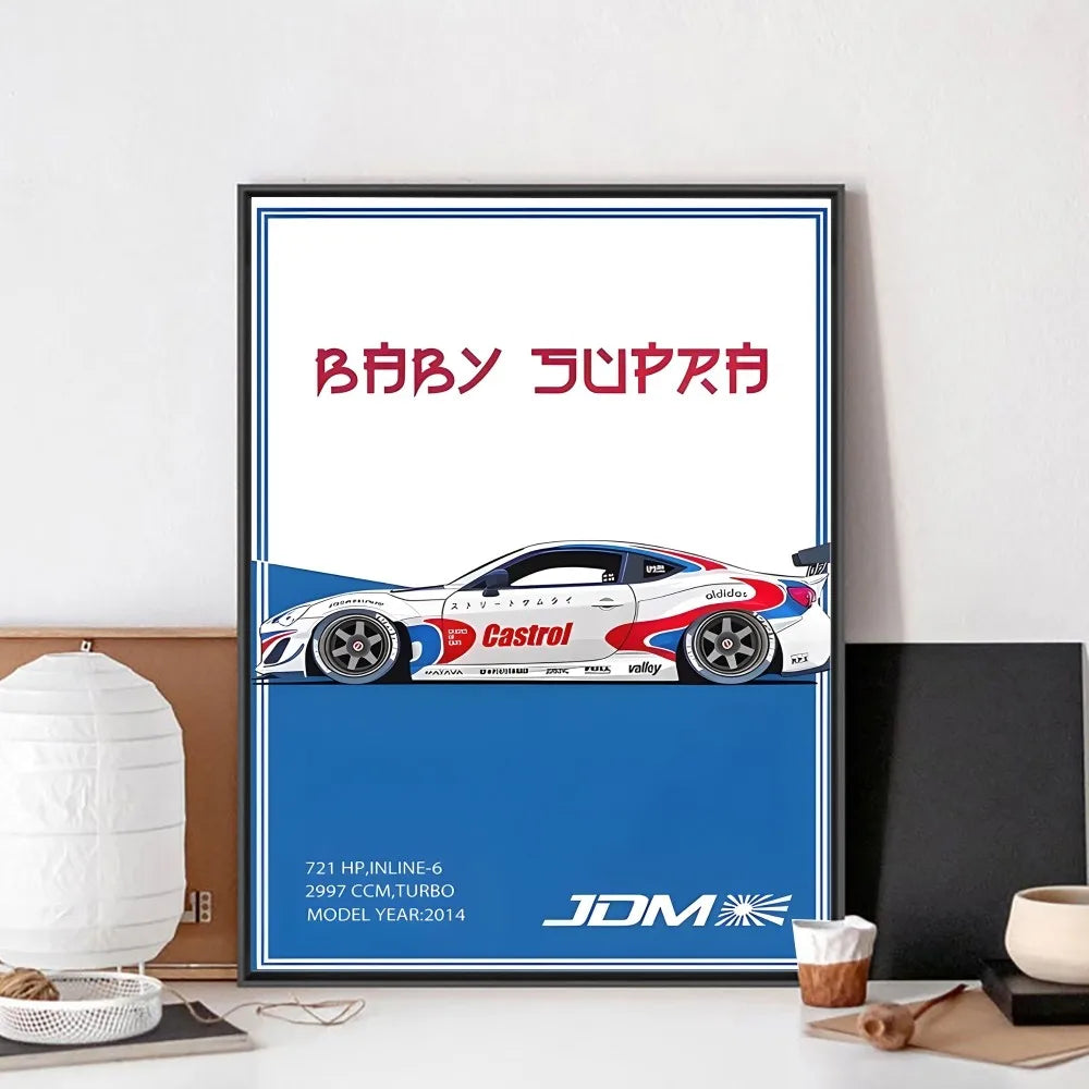 Fast and Furious Sport Cars GTR Racing Car Poster Kraft Club Bar Paper Vintage Poster Wall Art Painting Bedroom Study Stickers