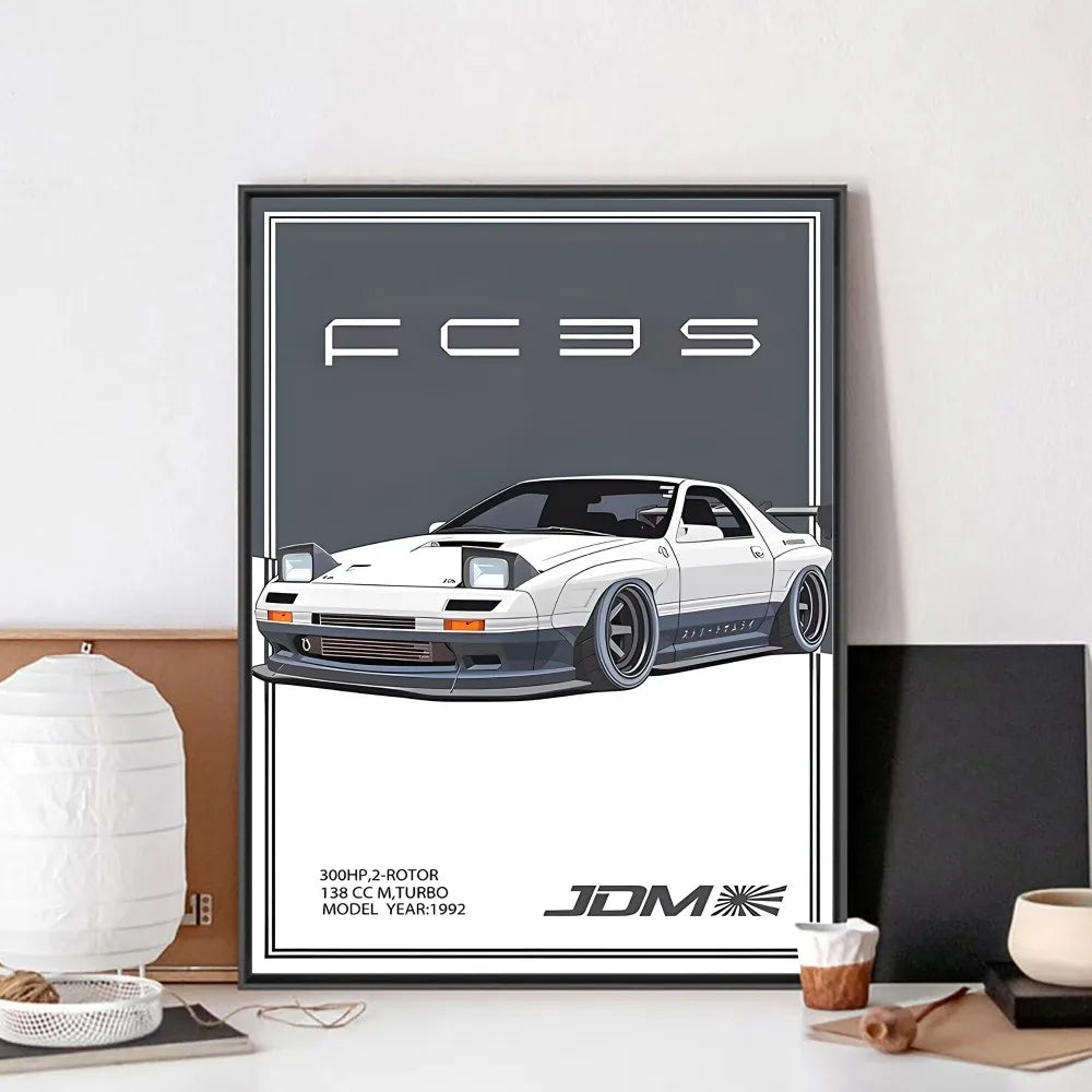 Fast and Furious Sport Cars GTR Racing Car Poster Kraft Club Bar Paper Vintage Poster Wall Art Painting Bedroom Study Stickers