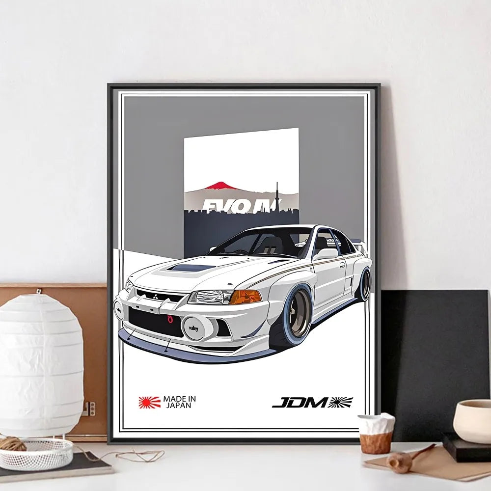 Fast and Furious Sport Cars GTR Racing Car Poster Kraft Club Bar Paper Vintage Poster Wall Art Painting Bedroom Study Stickers