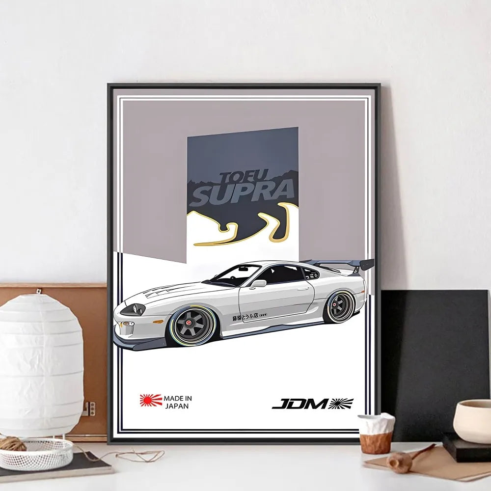 Fast and Furious Sport Cars GTR Racing Car Poster Kraft Club Bar Paper Vintage Poster Wall Art Painting Bedroom Study Stickers