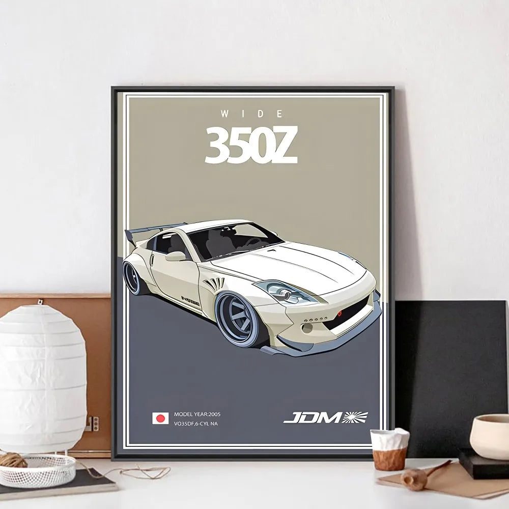 Fast and Furious Sport Cars GTR Racing Car Poster Kraft Club Bar Paper Vintage Poster Wall Art Painting Bedroom Study Stickers