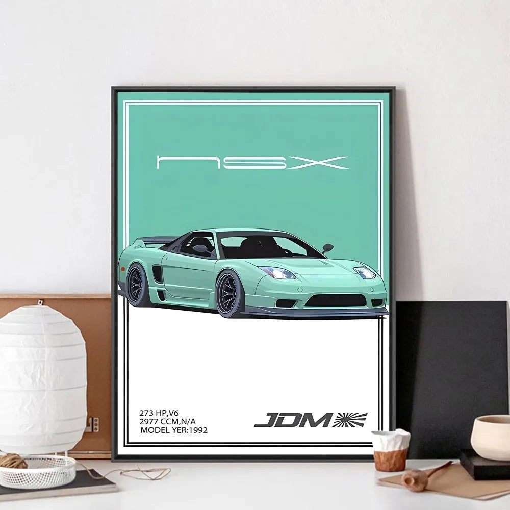 Fast and Furious Sport Cars GTR Racing Car Poster Kraft Club Bar Paper Vintage Poster Wall Art Painting Bedroom Study Stickers