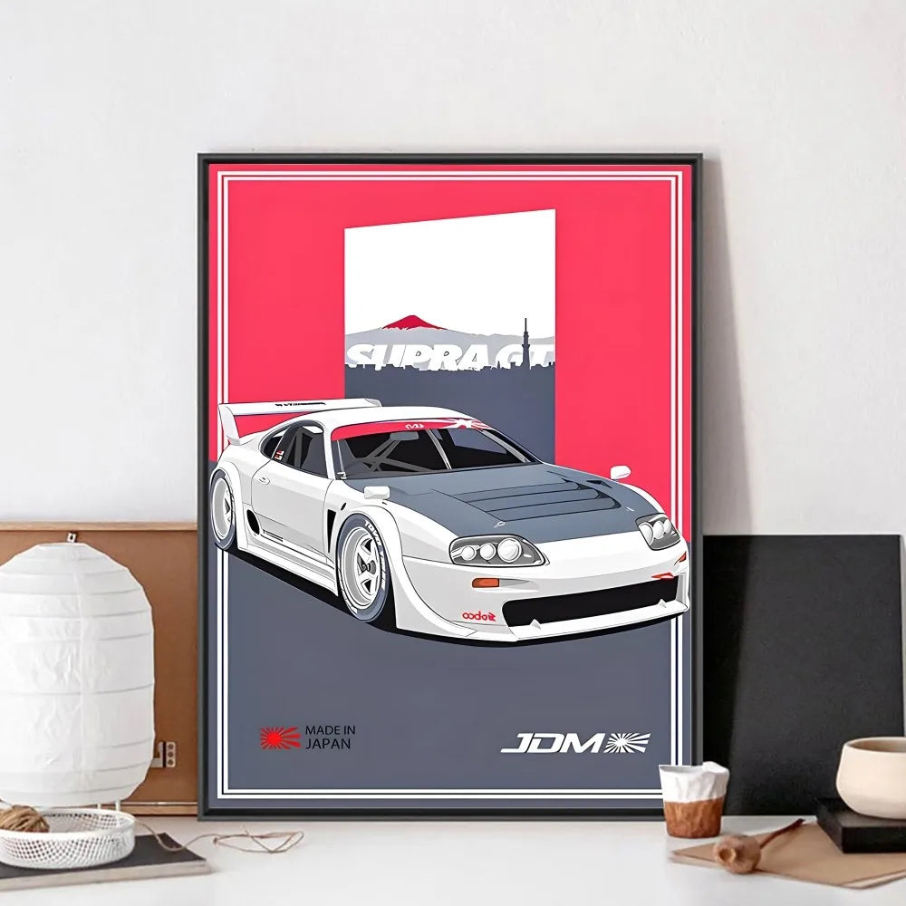 Fast and Furious Sport Cars GTR Racing Car Poster Kraft Club Bar Paper Vintage Poster Wall Art Painting Bedroom Study Stickers