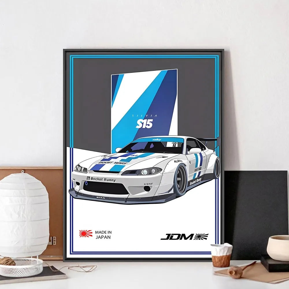 Fast and Furious Sport Cars GTR Racing Car Poster Kraft Club Bar Paper Vintage Poster Wall Art Painting Bedroom Study Stickers