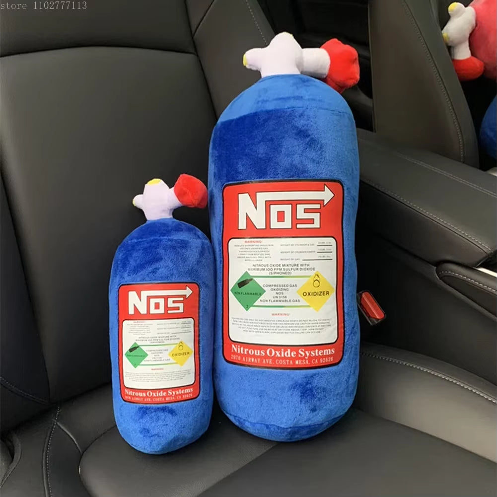 NOS Nitrous Oxide Bottle Plush Toys Pillow Stuffed Soft Turbo Cushion Gifts Car Decor Headrest Backrest Seat Neck