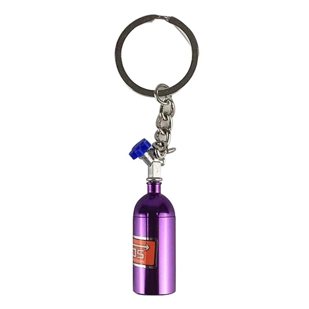 Hot Sale Creative Mini Nos Nitrogen Bottle Keychain 7 Colors Pill Box Storage Key Ring Car Handbag Phone Case Pendent Gifts