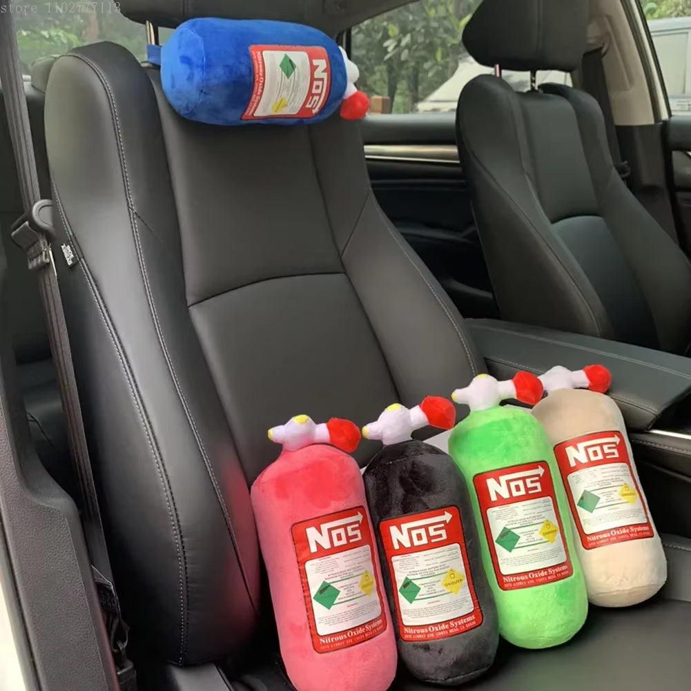 NOS Nitrous Oxide Bottle Plush Toys Pillow Stuffed Soft Turbo Cushion Gifts Car Decor Headrest Backrest Seat Neck