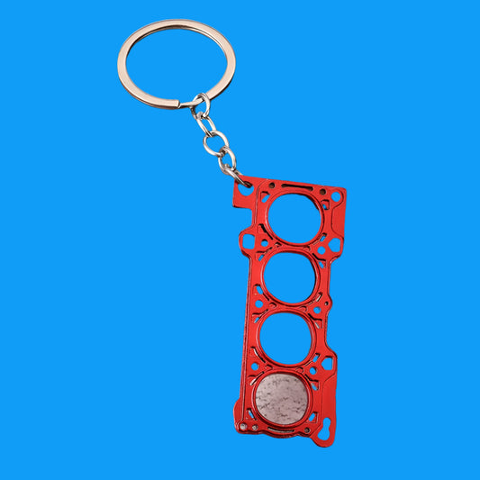 Creative Cylinder Engine Gasket Steering Wheel Keychain Piston Turbine Auto Parts Keyring for Car Bag Phone Pendant Accessories